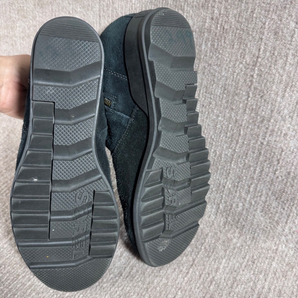 Sorel Joan of Arctic Wedge II Chelsea Black Suede Zip Ankle Boots Women's 9.5 - Picture 7 of 10